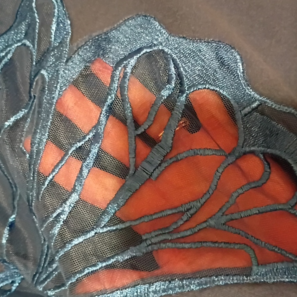 Tricia Fix Teal Butterfly Design Crewneck Sweater - Picture 6 of 7